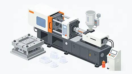 Illustrazione della macchina per lo stampaggio ad iniezione