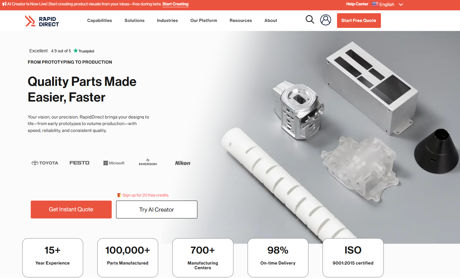 RapidDirect presenta la sua piattaforma di produzione digitale per la prototipazione rapida e la produzione on demand.