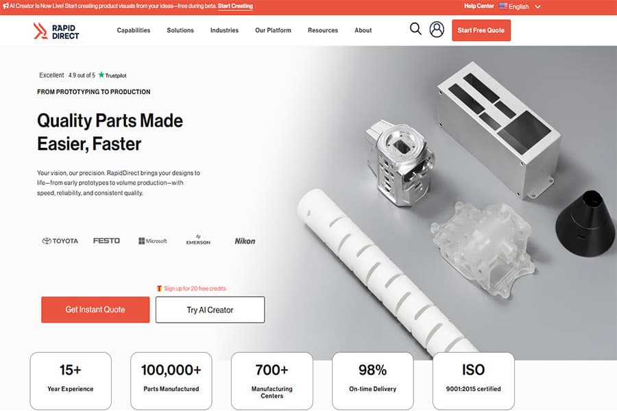 Rapid Direct offre lavorazioni CNC personalizzate a 5 assi e servizi di prototipazione rapida per vari settori.